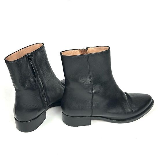 Legres Black Leather Ankle Boots Side Zip Block Heels Italy 36 US 6 - Picture 4 of 14